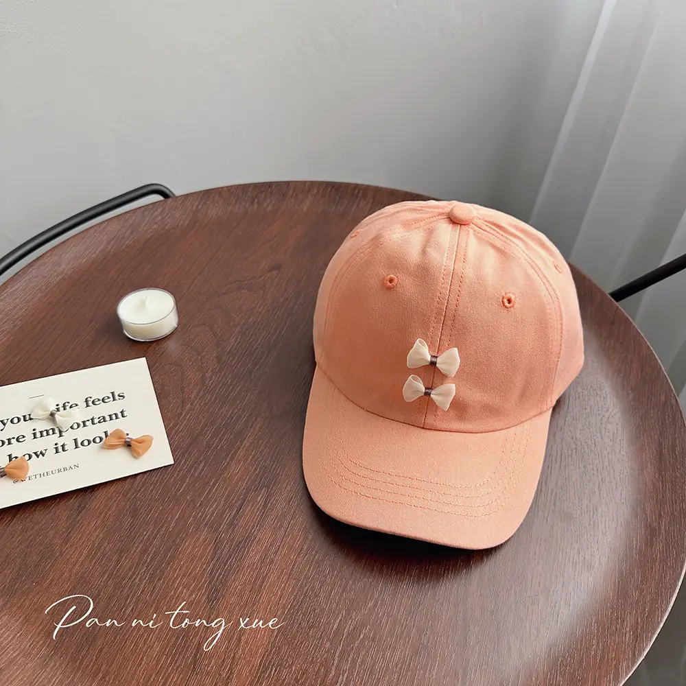 Pink Bow Baseball Cap for Girls Spring — feature 34