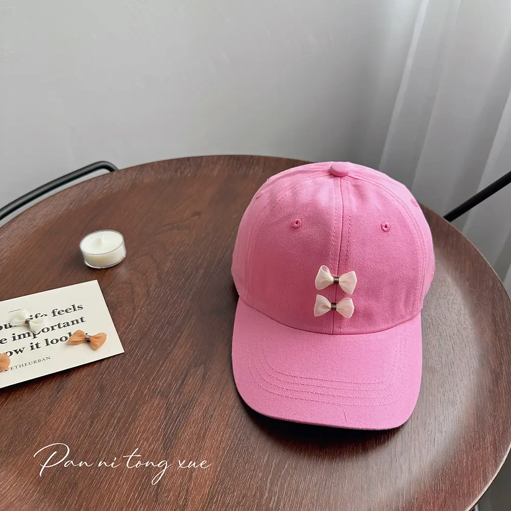 Pink Bow Baseball Cap for Girls Spring - Image 4