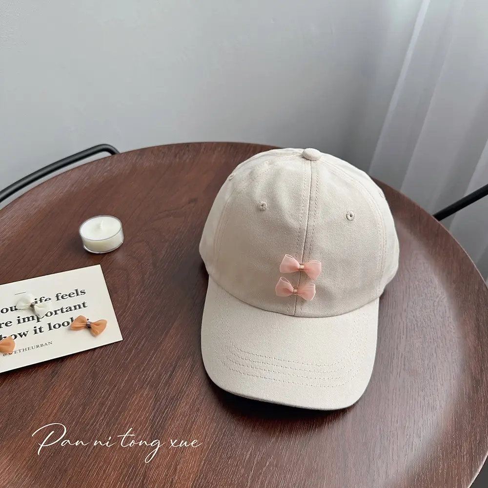 Pink Bow Baseball Cap for Girls Spring - Image 5