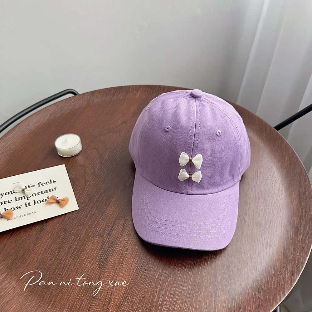 Pink Bow Baseball Cap for Girls Spring - Image 7