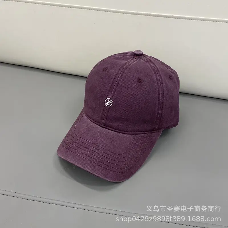 Women Wash Cotton Baseball Caps B- Letter Embroidered - Image 3