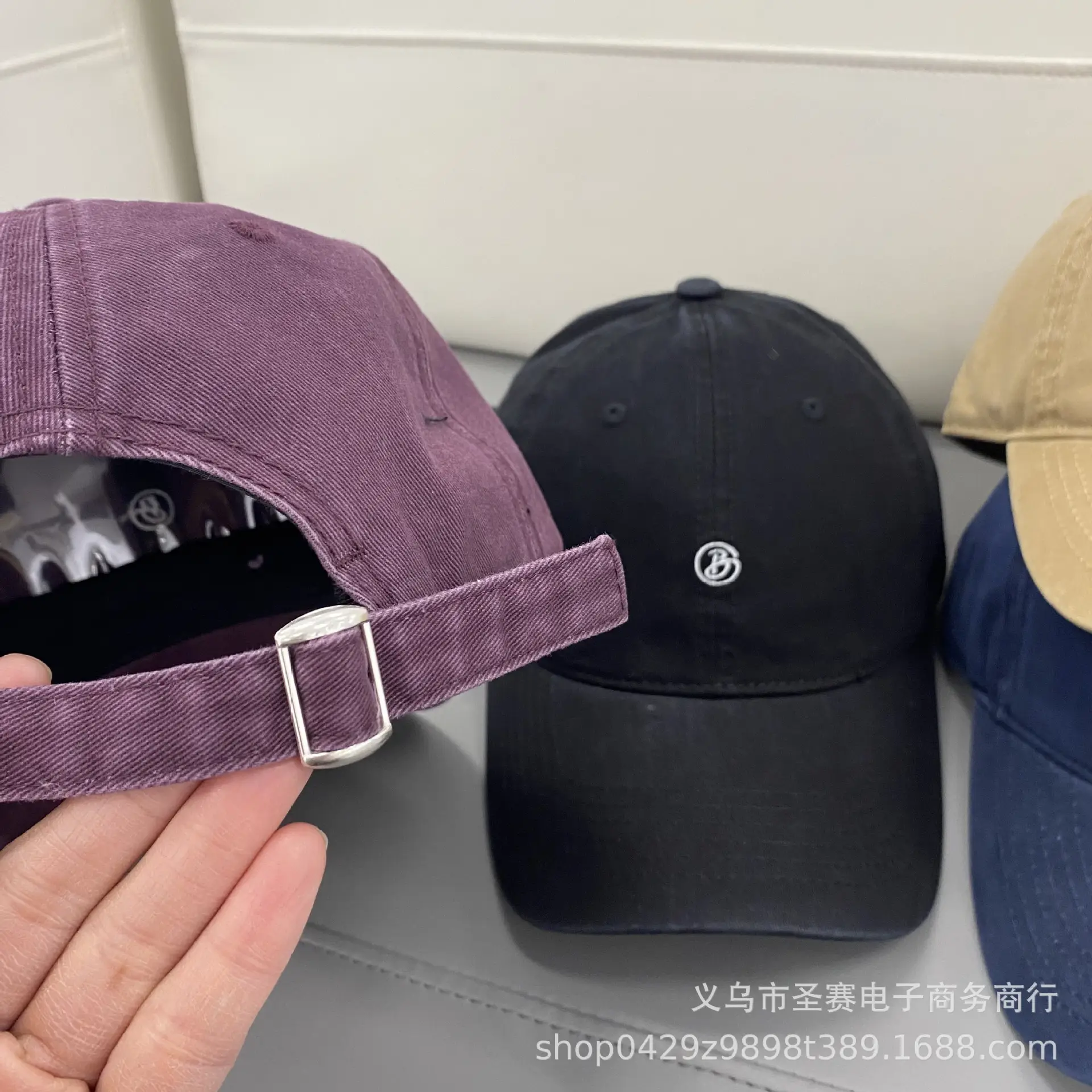 Women Wash Cotton Baseball Caps B- Letter Embroidered — feature 5