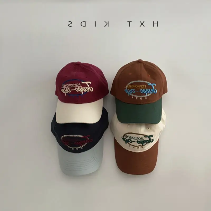 Children's Cap Brown Green Letter Embroidery Baseball Cap
