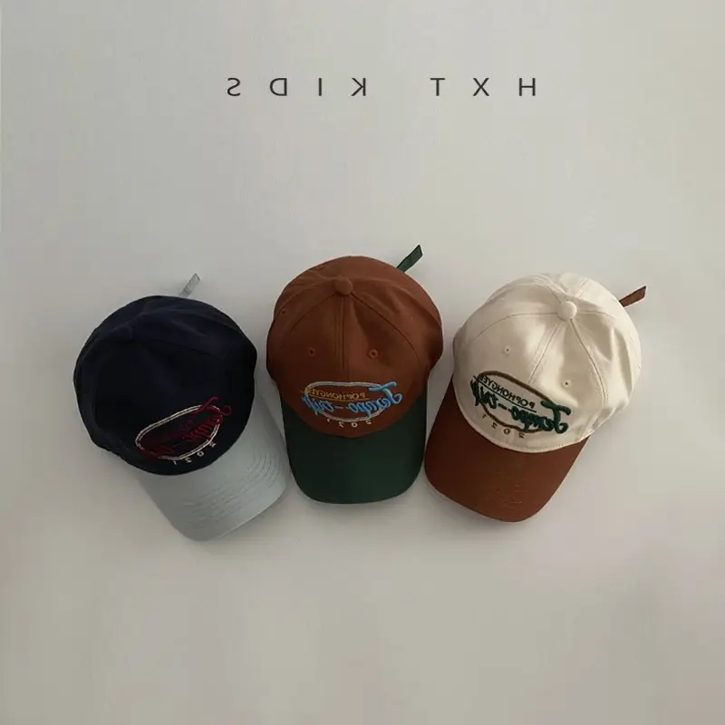 Children's Cap Brown Green Letter Embroidery Baseball Cap