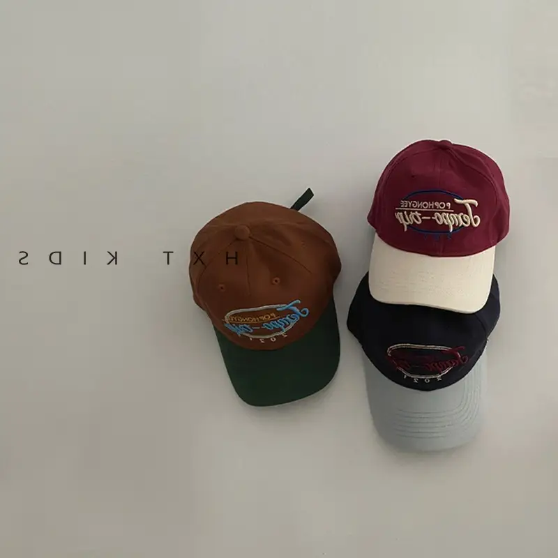 Children's Cap Brown Green Letter Embroidery Baseball Cap