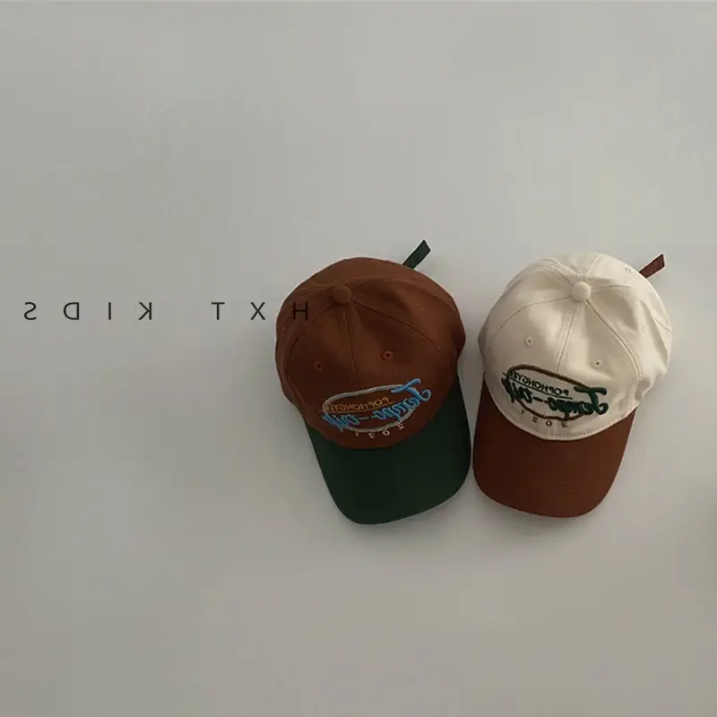Children's Cap Brown Green Letter Embroidery Baseball Cap