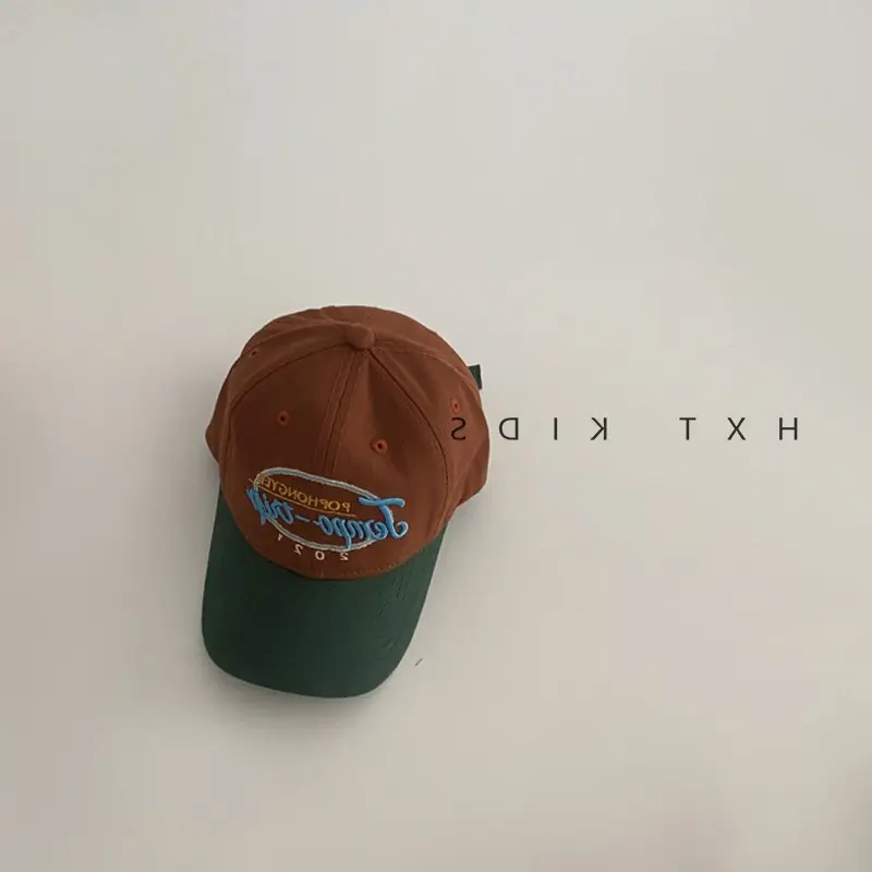 Children's Cap Brown Green Letter Embroidery Baseball Cap