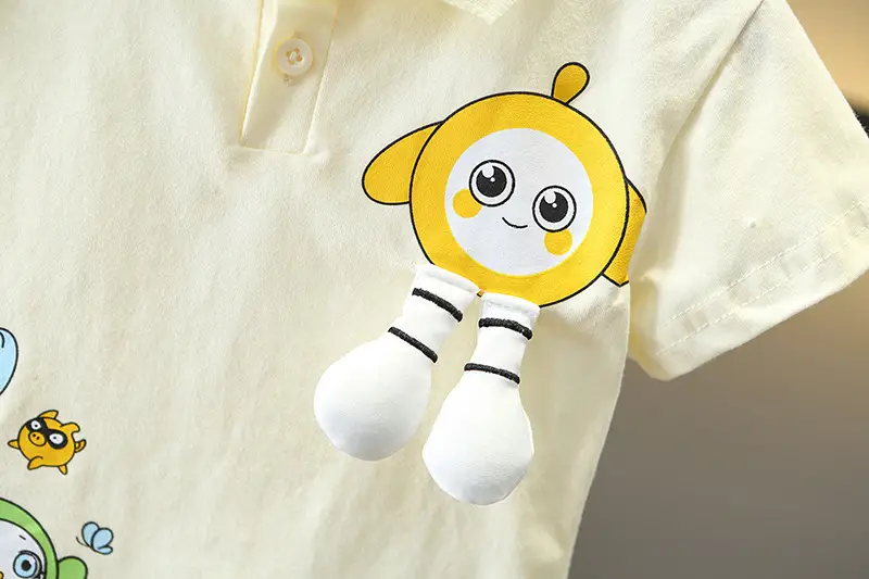2025 Kids Cotton T-Shirt Shorts Set Yellow Green โ feature 10