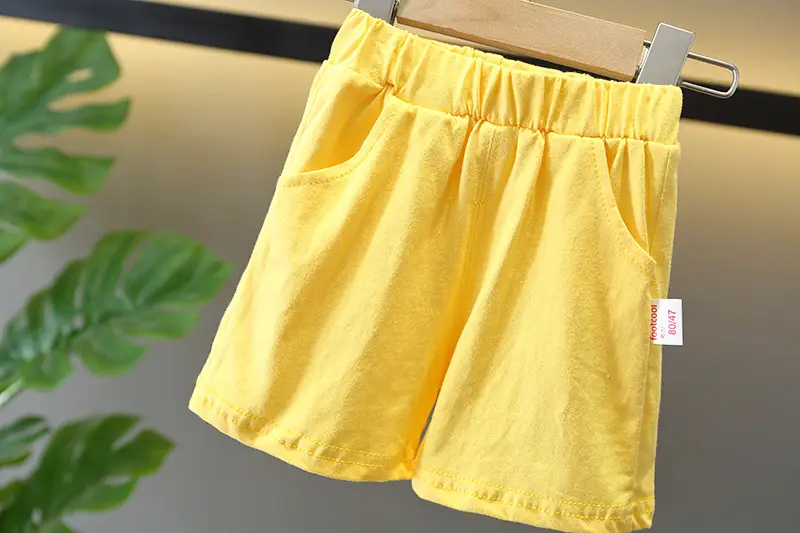 2025 Kids Cotton T-Shirt Shorts Set Yellow Green โ feature 15