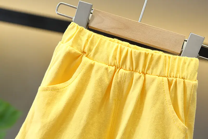 2025 Kids Cotton T-Shirt Shorts Set Yellow Green โ feature 16