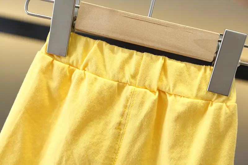 2025 Kids Cotton T-Shirt Shorts Set Yellow Green โ feature 20