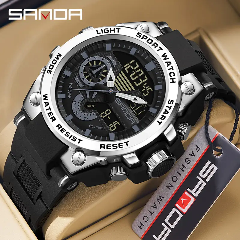 Men's Waterproof Electronic Wristwatch with Blue Dial - Image 12