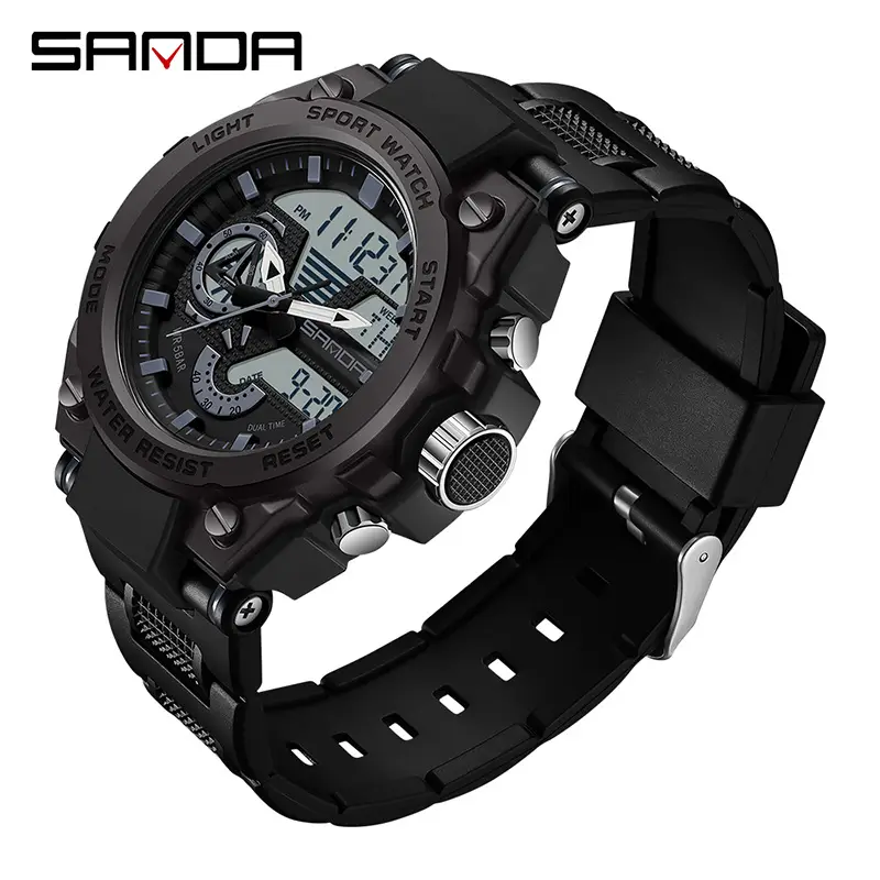 Men's Waterproof Electronic Wristwatch with Blue Dial - Image 2