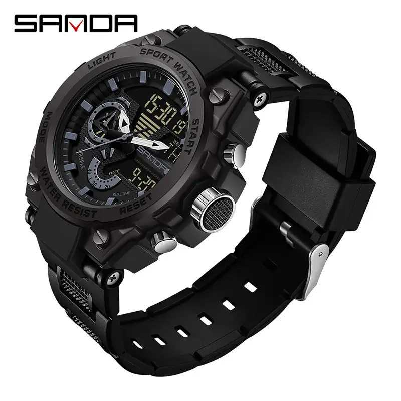 Men's Waterproof Electronic Wristwatch with Blue Dial - Image 4