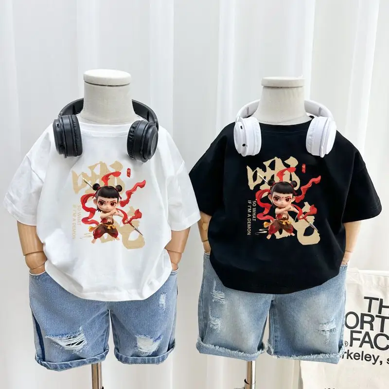 100% Cotton Nezha Printed T-Shirt for Boys Girls — feature 4