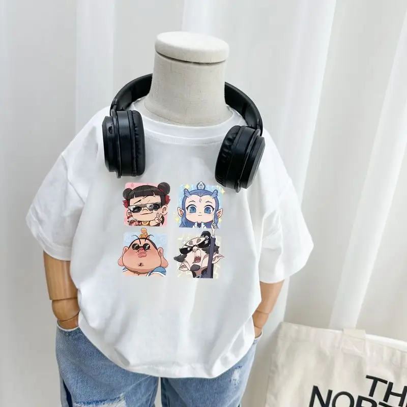 100 Cotton Cartoon T-Strap Kids T-Shirt White Black Shorts — feature 6
