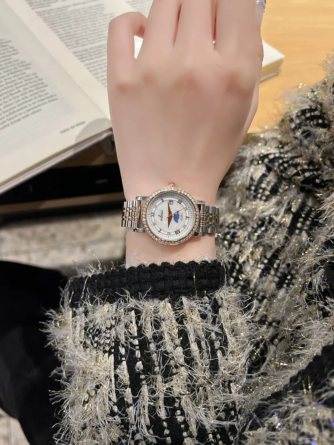 Women's Quartz Watch with Gemstone Dial & Gold Bracelet — feature 2