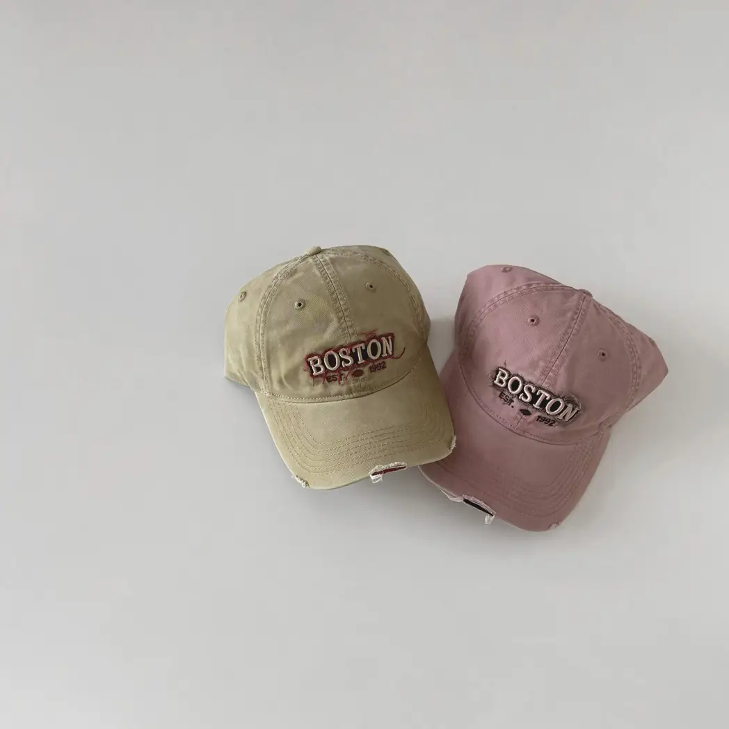 Boston Embroidered Kids Cap Tan Spring Autumn 2025 - Image 9