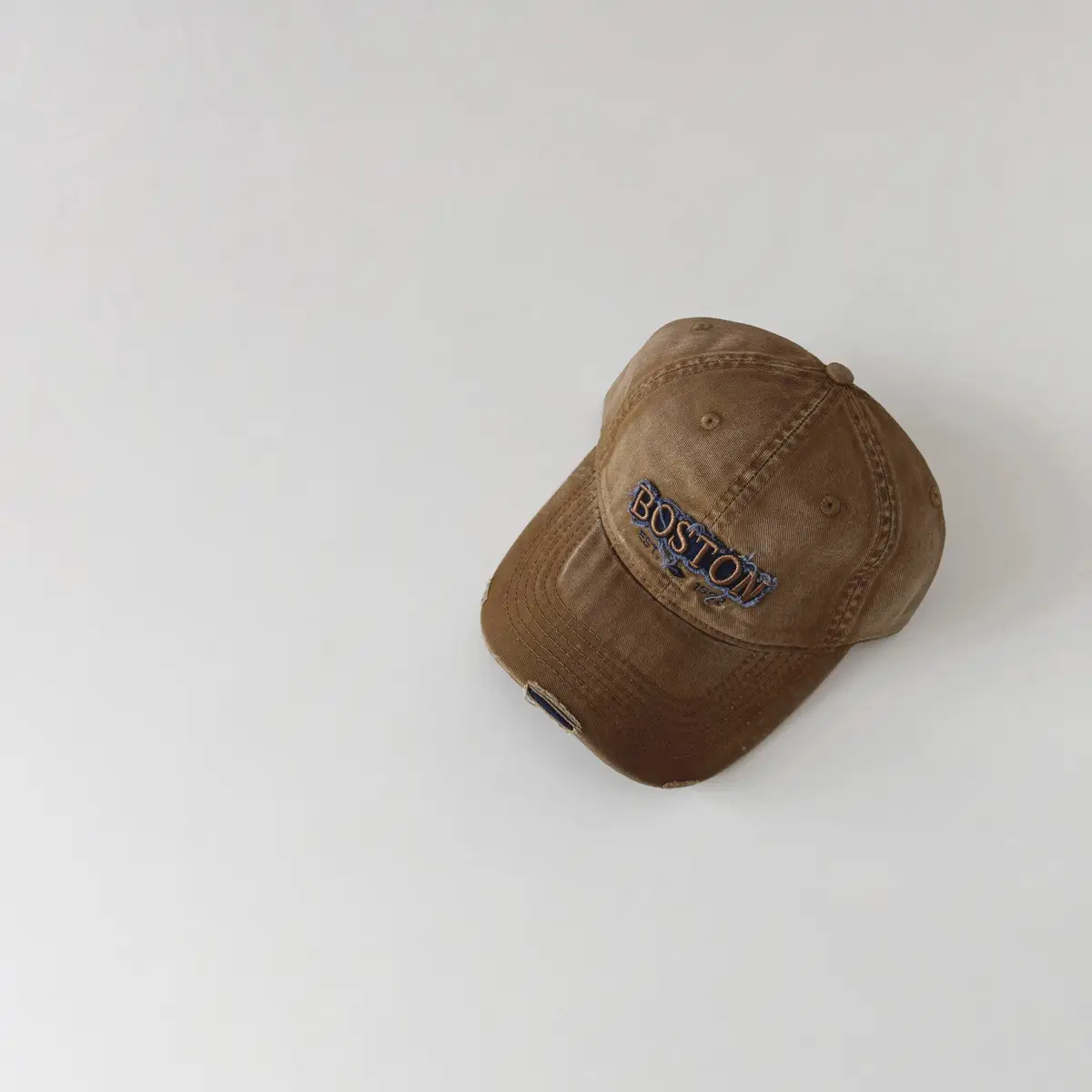 Boston Embroidered Kids Cap Tan Spring Autumn 2025 - Image 3