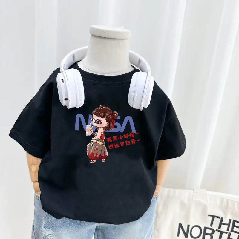 2025 Cotton Nezha Cartoon T-Shirt for Boys Girls - Image 2