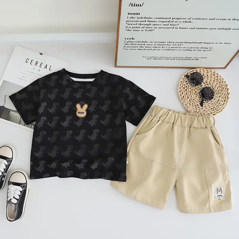 Children's 2025 Dino Print T-Shirt Shorts Set - Image 4