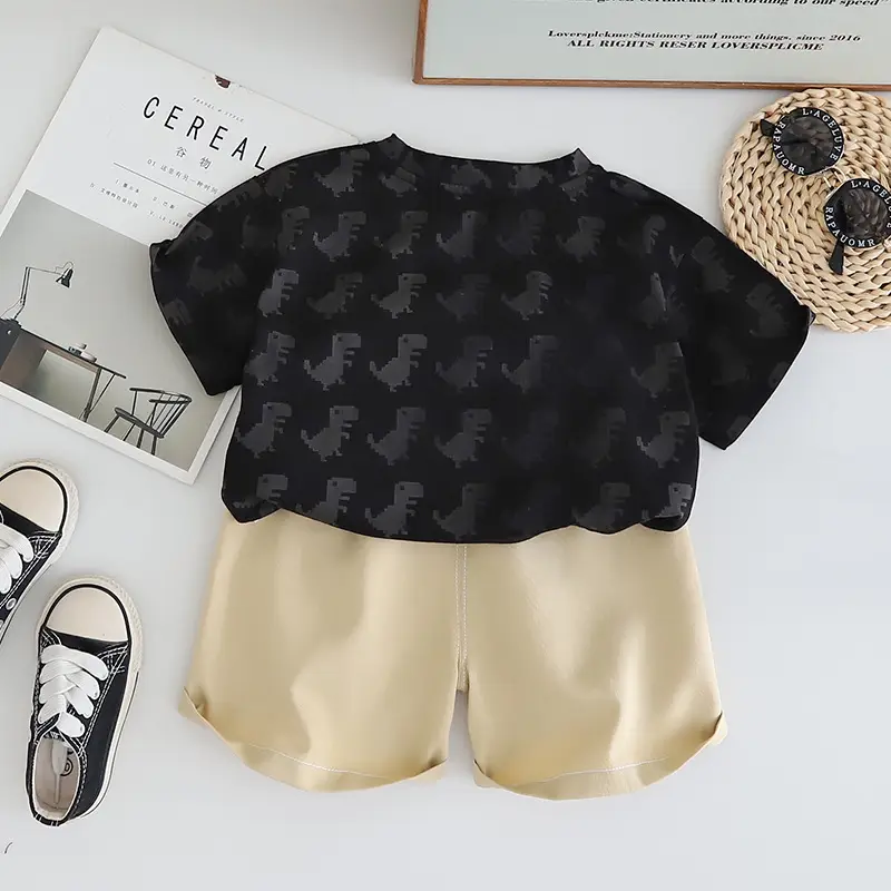 Children's 2025 Dino Print T-Shirt Shorts Set - Image 5
