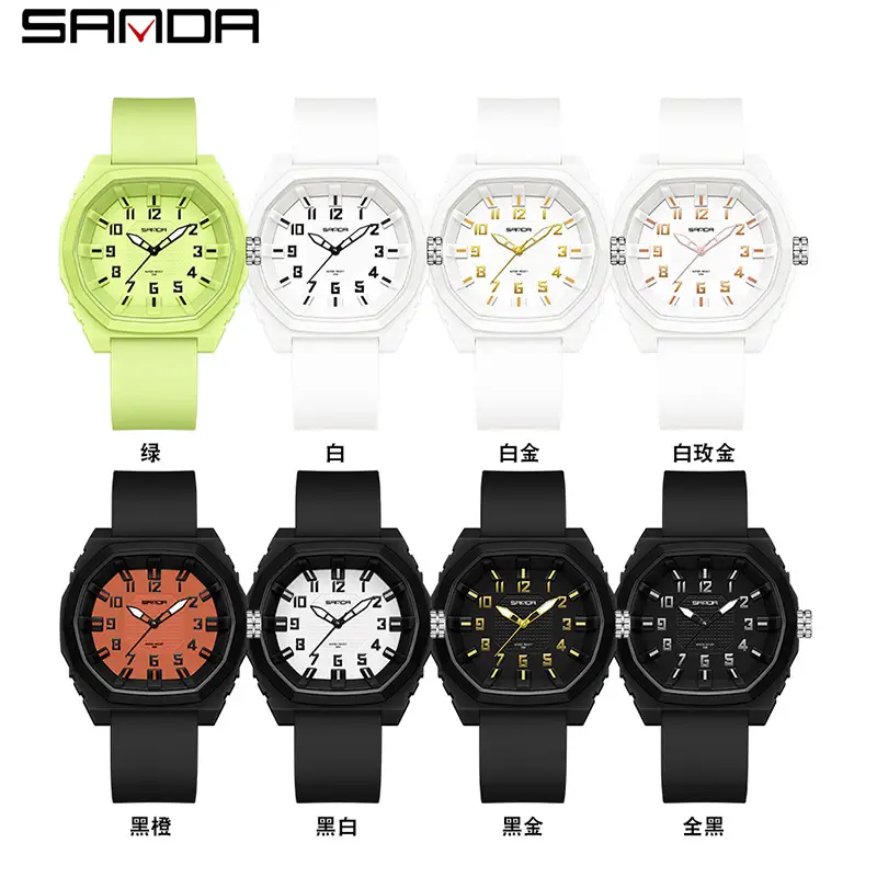 Sanda Black Quartz Watch for Boys Girls All Match - Image 12