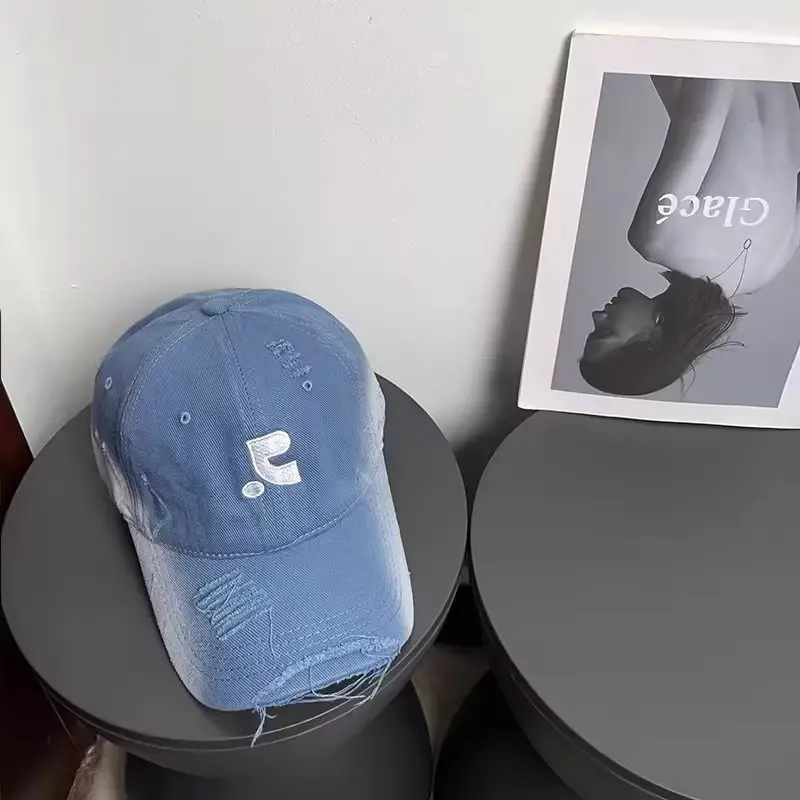 Brown Distressed Baseball Cap with Holes — feature 16