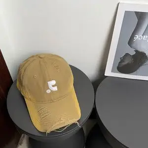 Brown Distressed Baseball Cap with Holes - Image 3