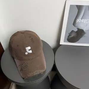 Brown Distressed Baseball Cap with Holes - Image 7