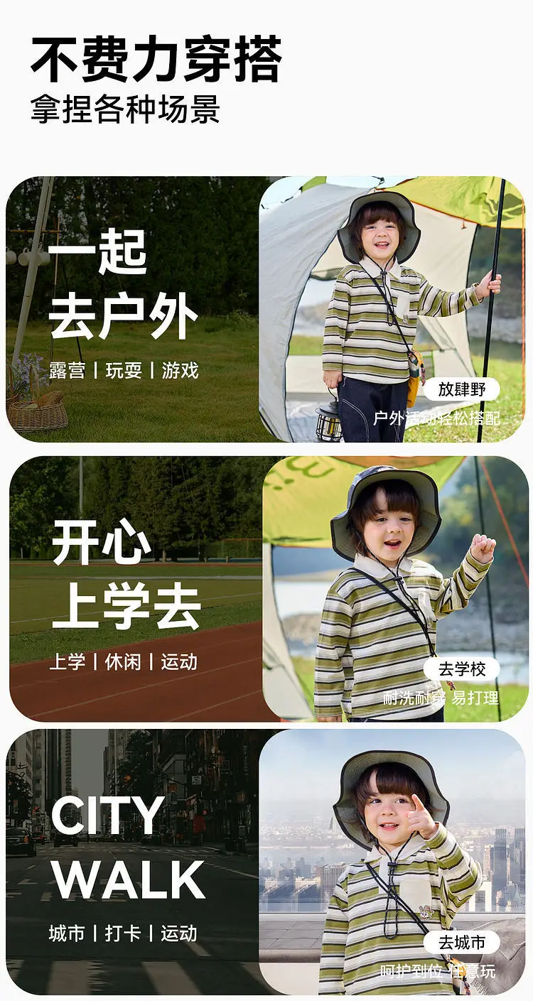 Children's New Spring Striped Polo T-Shirt Set — feature 13