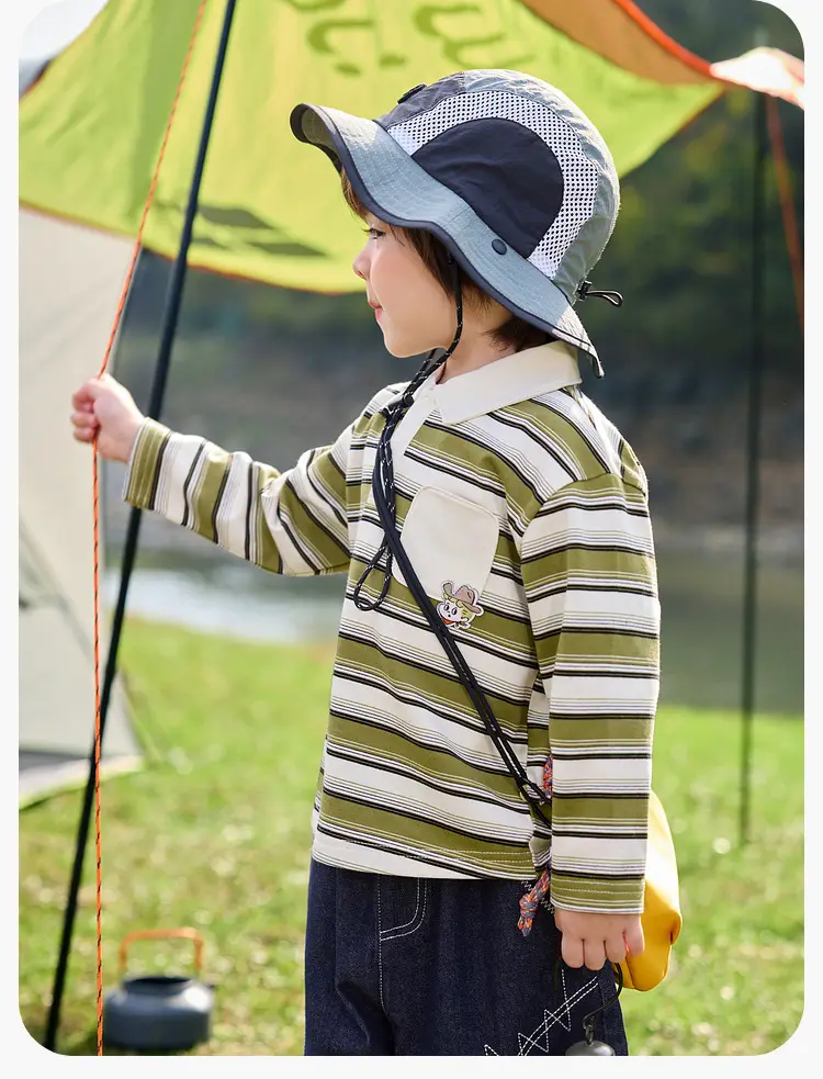 Children's New Spring Striped Polo T-Shirt Set — feature 33