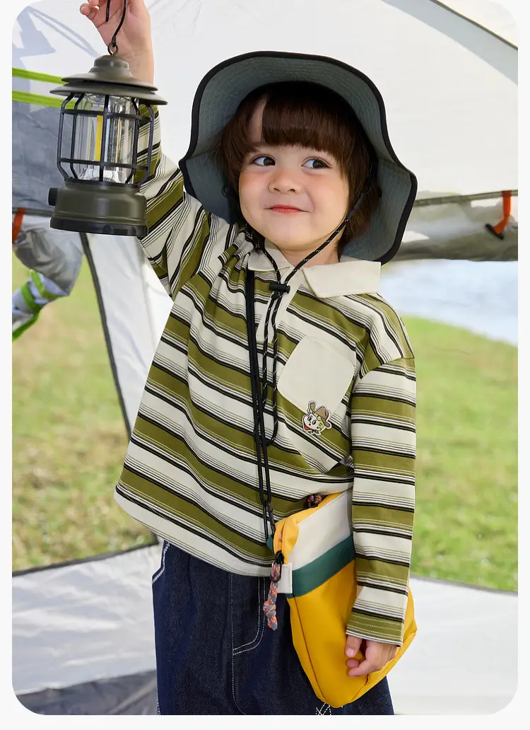 Children's New Spring Striped Polo T-Shirt Set — feature 35