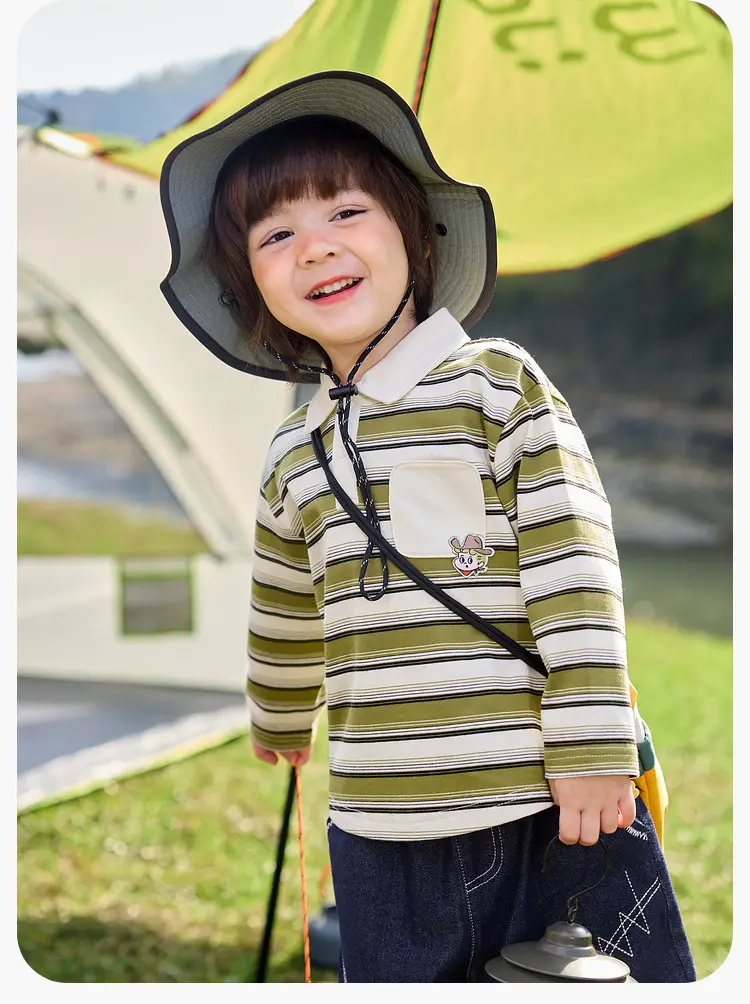Children's New Spring Striped Polo T-Shirt Set — feature 36