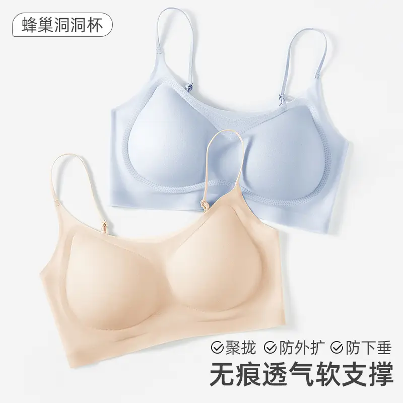 Ice Silk Ultra-thin Non-marking Underwear Women's Non-rimless Small Chest Push-up Invisible Summer Sweat-absorbing Breathable Comfortable Beautiful Back Bra - Image 8