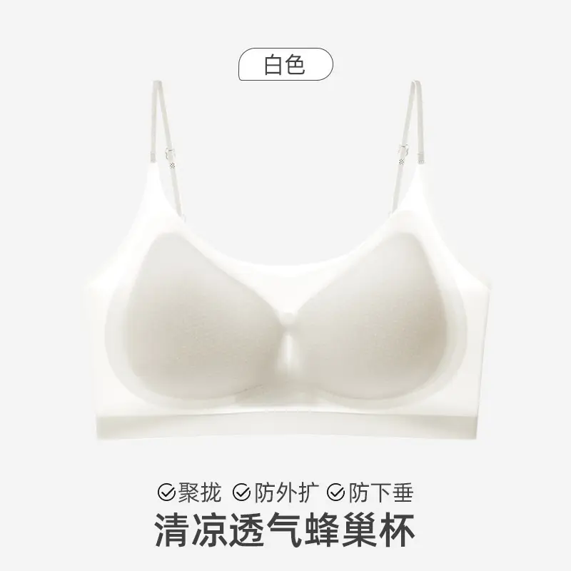 Ice Silk Ultra-thin Non-marking Underwear Women's Non-rimless Small Chest Push-up Invisible Summer Sweat-absorbing Breathable Comfortable Beautiful Back Bra - Image 5