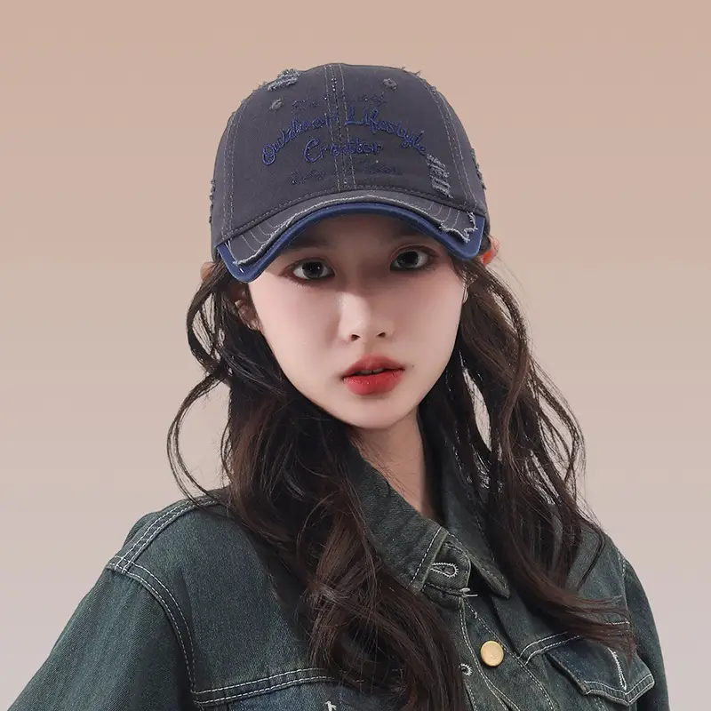 Korean Style Hole Soft Top Baseball Cap for Men Women — feature 13