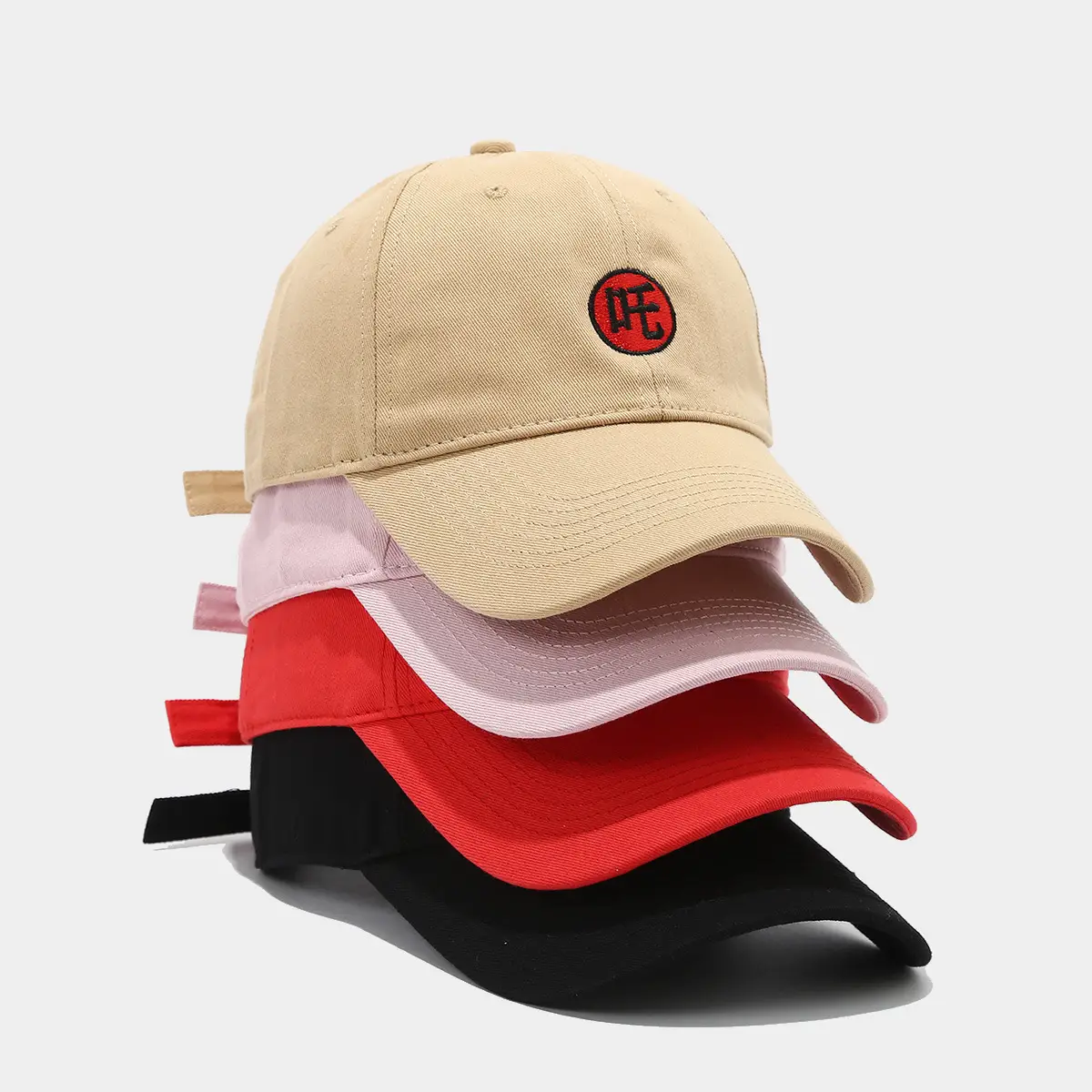 Men Logo Baseball Cap Beige Red Embroidery - Image 5