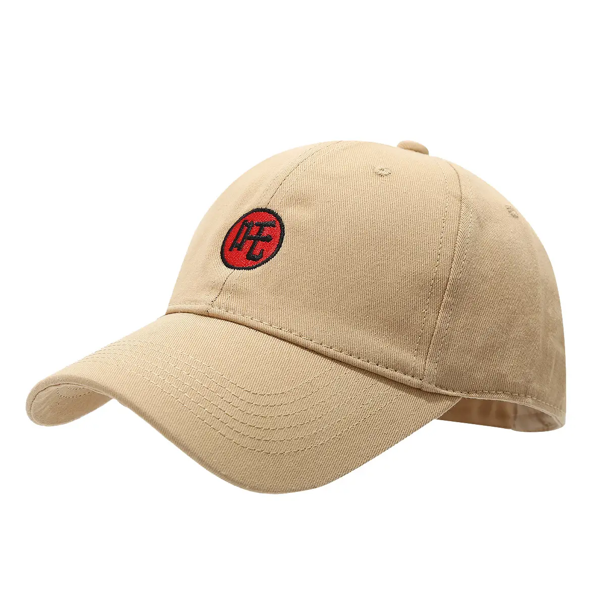 Men Logo Baseball Cap Beige Red Embroidery - Image 8