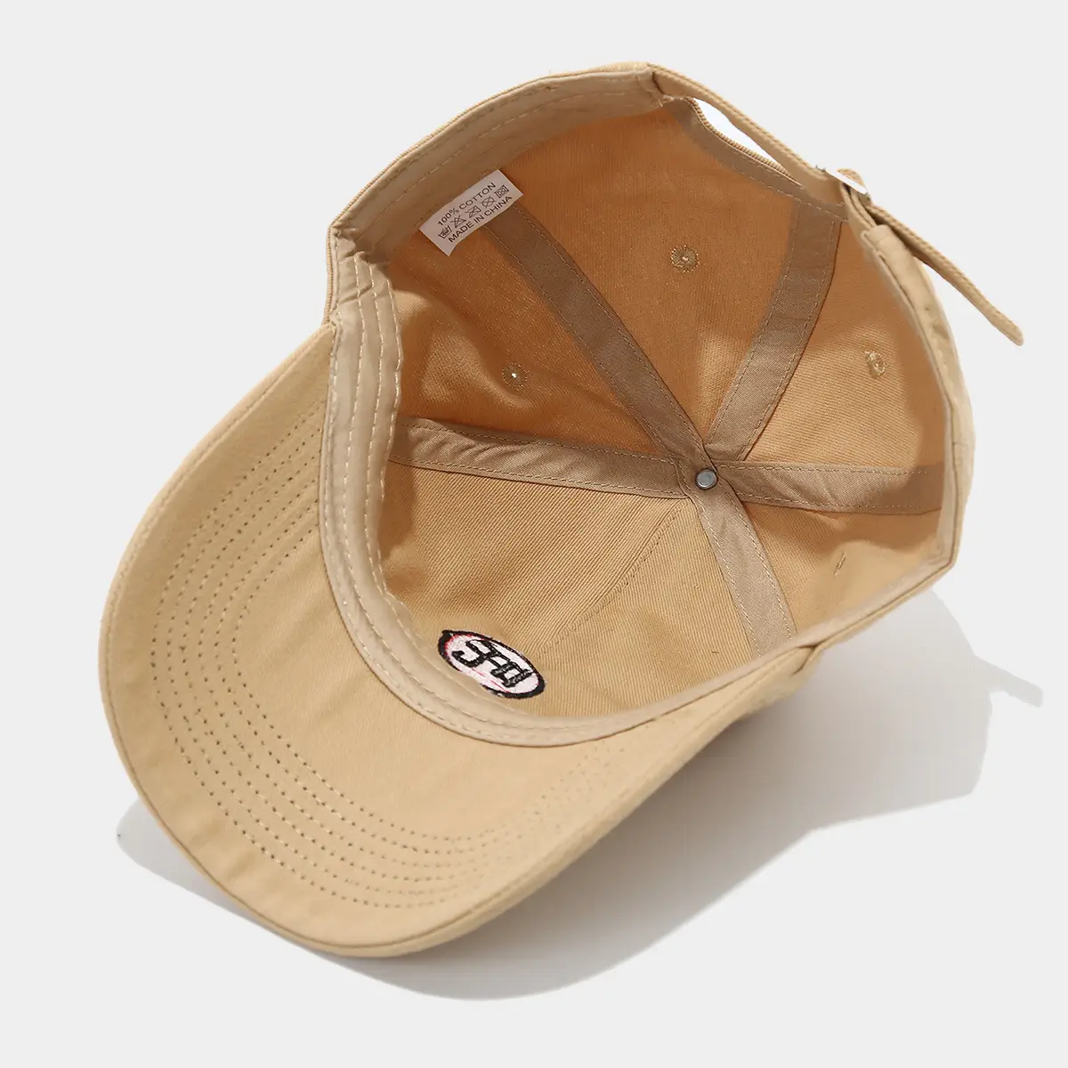 Men Logo Baseball Cap Beige Red Embroidery — feature 10