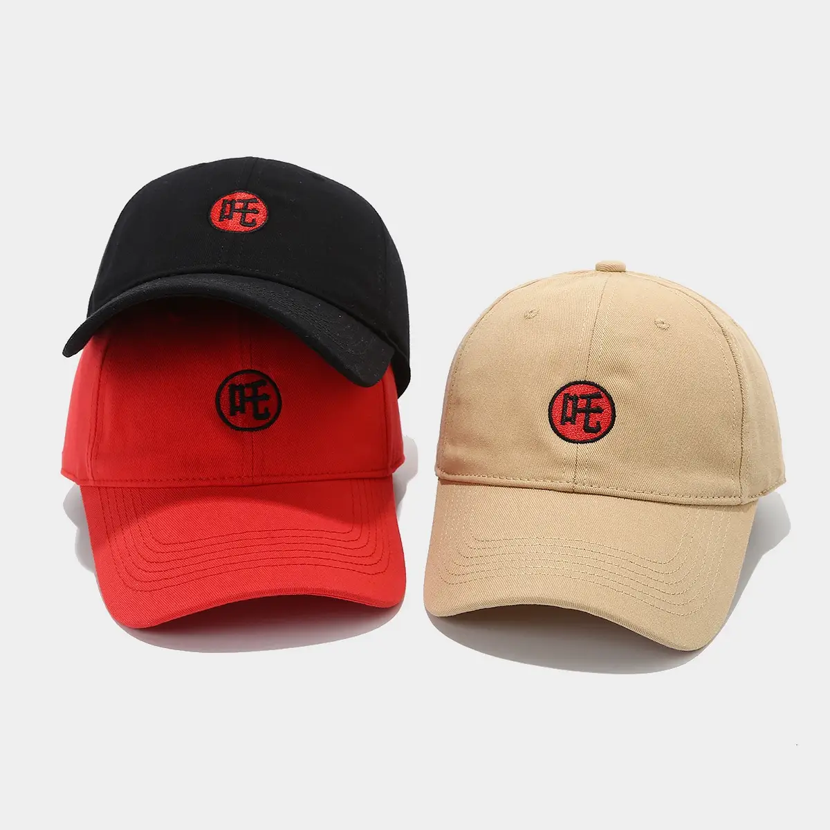 Men Logo Baseball Cap Beige Red Embroidery — feature 2