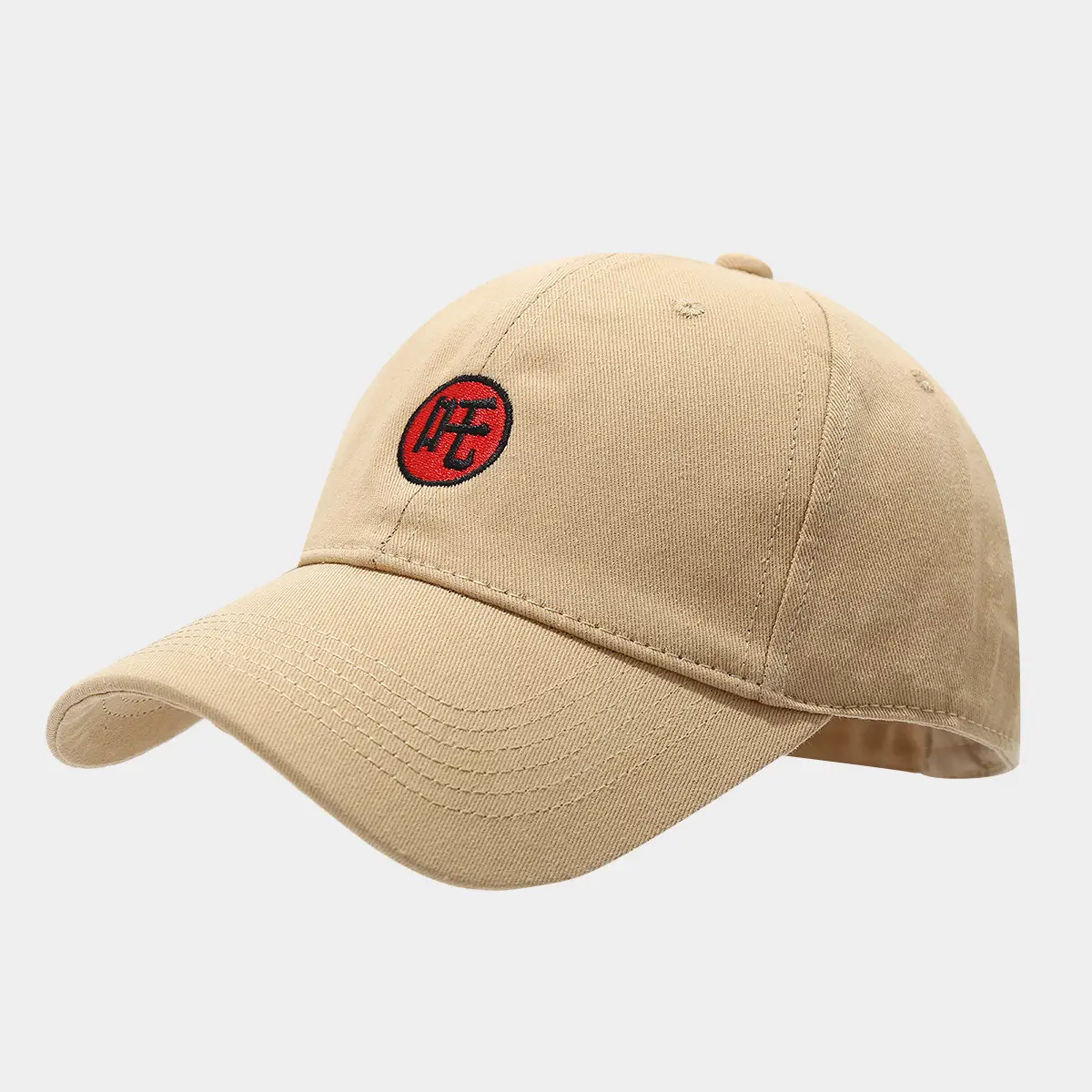 Men Logo Baseball Cap Beige Red Embroidery — feature 8