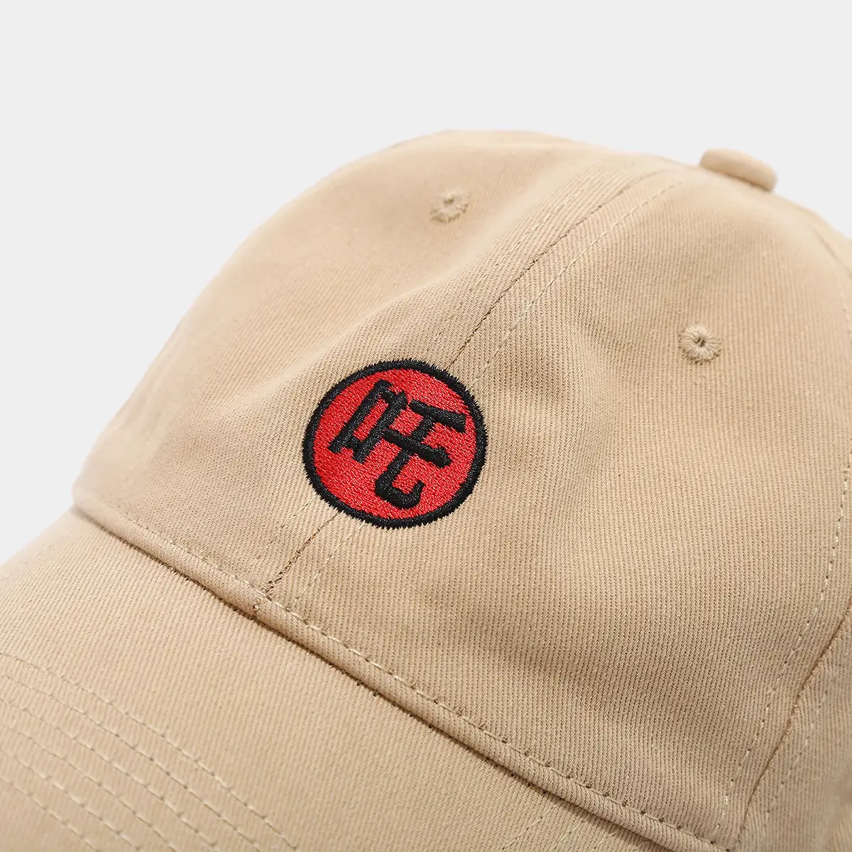 Men Logo Baseball Cap Beige Red Embroidery — feature 9