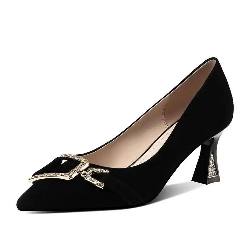 2026 Spring and Autumn New Design Niche Rhinestone Pointed Toe Stiletto Pumps Slimming Shallow High Heels Women's Dress Shoes - Image 6