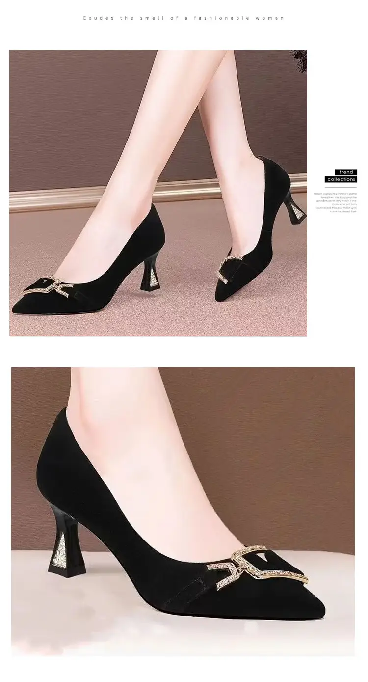 2026 Spring and Autumn New Design Niche Rhinestone Pointed Toe Stiletto Pumps Slimming Shallow High Heels Women's Dress Shoes — feature 11