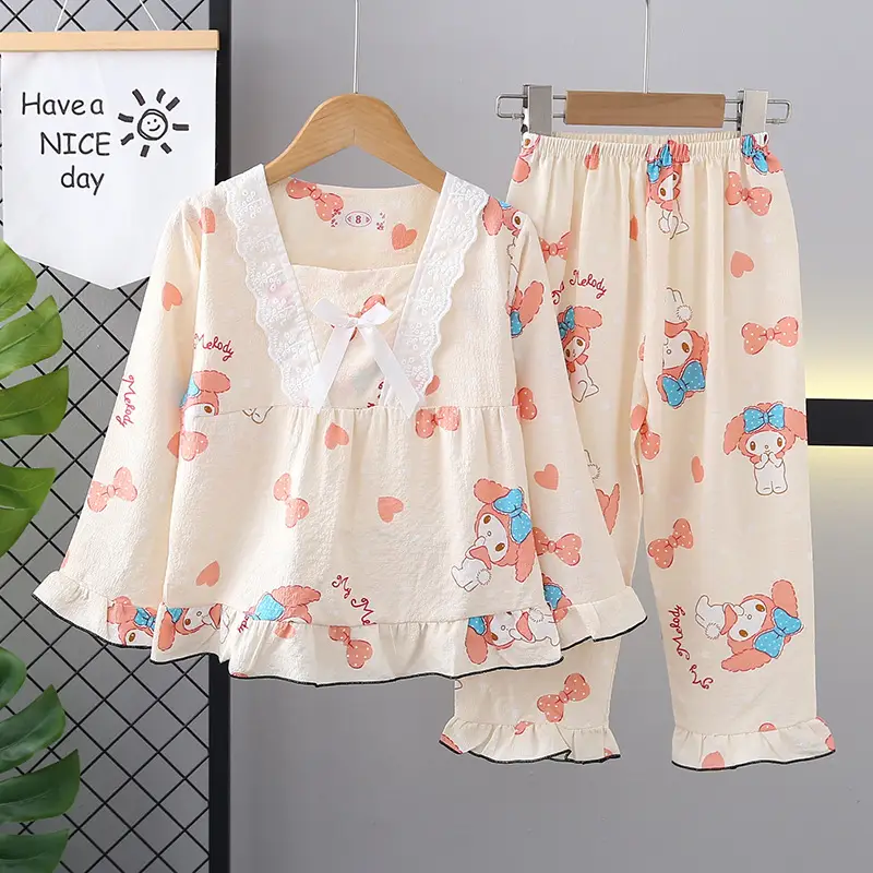 Girls Bubble Cotton Pajamas Long Sleeve Cartoon Spring Autumn - Image 15