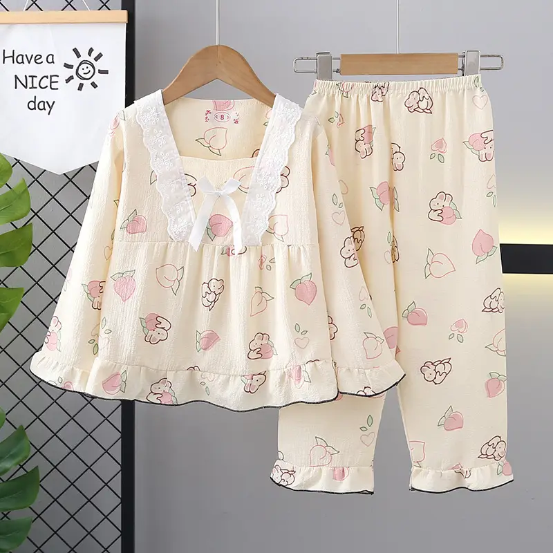 Girls Bubble Cotton Pajamas Long Sleeve Cartoon Spring Autumn - Image 16