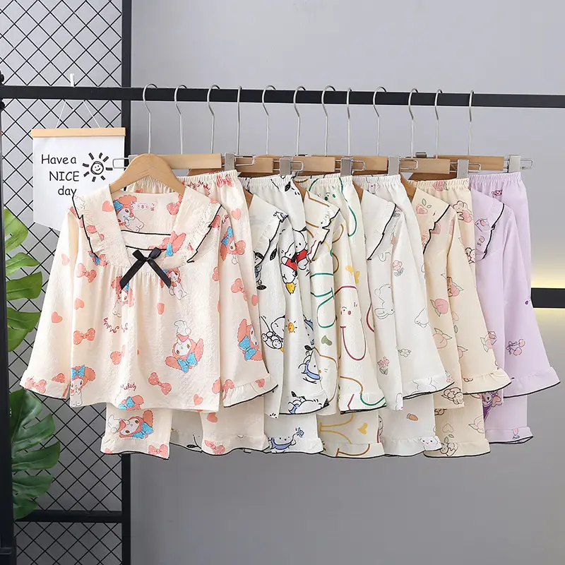 Girls Bubble Cotton Pajamas Long Sleeve Cartoon Spring Autumn — feature 1