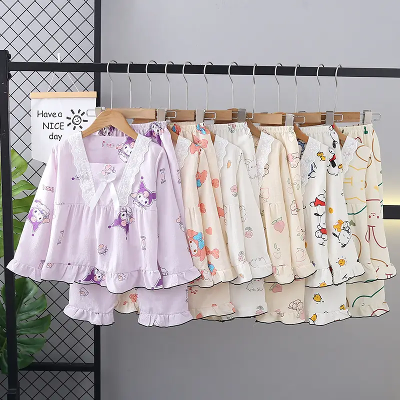 Girls Bubble Cotton Pajamas Long Sleeve Cartoon Spring Autumn — feature 2
