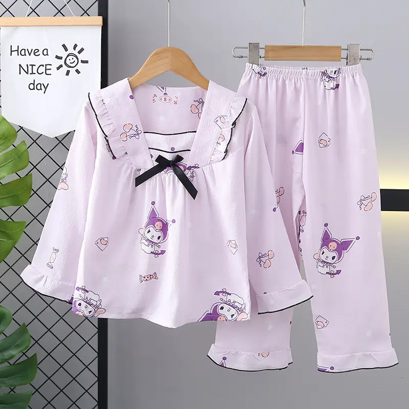 Girls Bubble Cotton Pajamas Long Sleeve Cartoon Spring Autumn — feature 24
